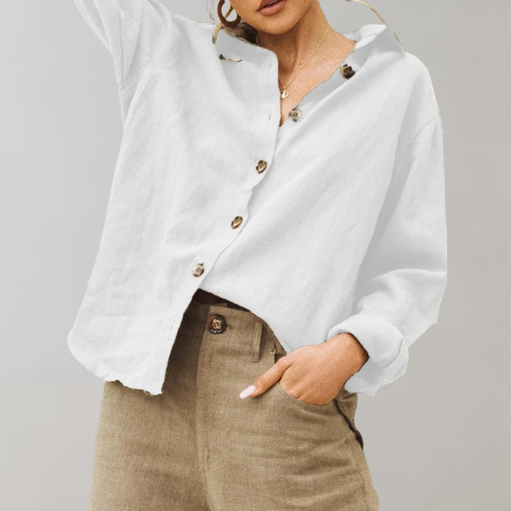 Camicia leggera vestibilità morbida in misto lino e cotone