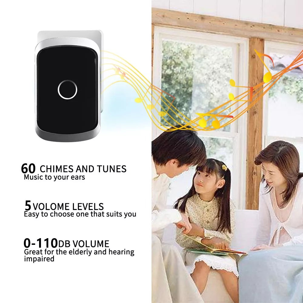 Campanello da Casa Senza Fili Impermeabile con Indicatore LED Lampeggiante – Facile Installazione, Volume Regolabile e 36 Melodie