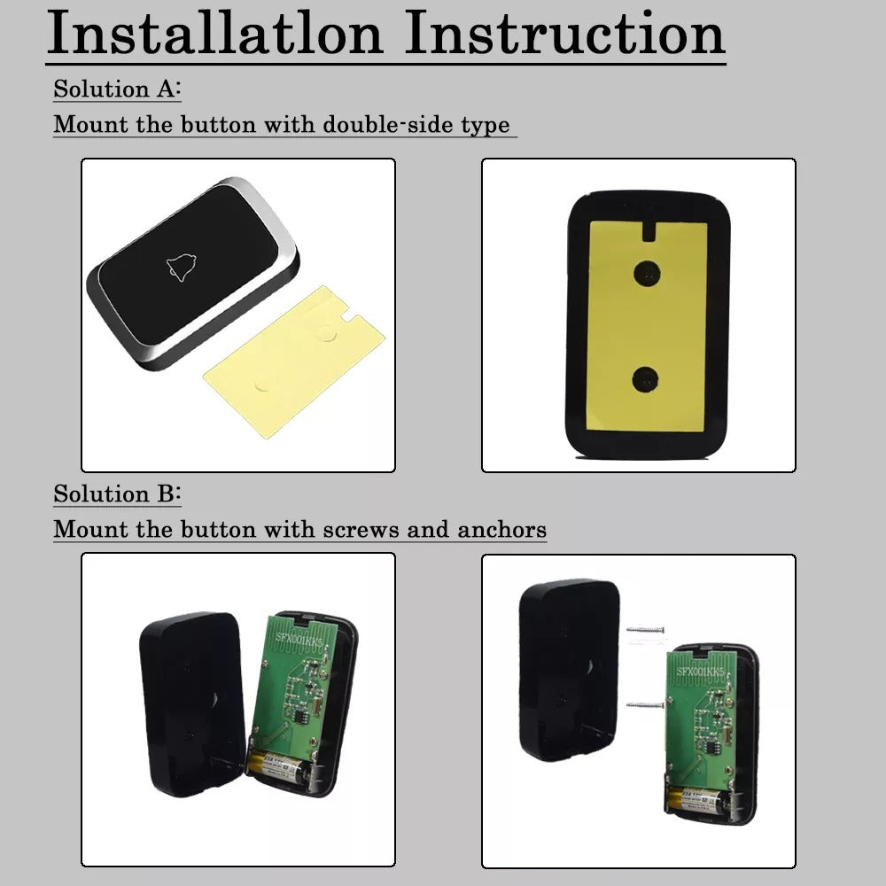 Campanello da Casa Senza Fili Impermeabile con Indicatore LED Lampeggiante – Facile Installazione, Volume Regolabile e 36 Melodie