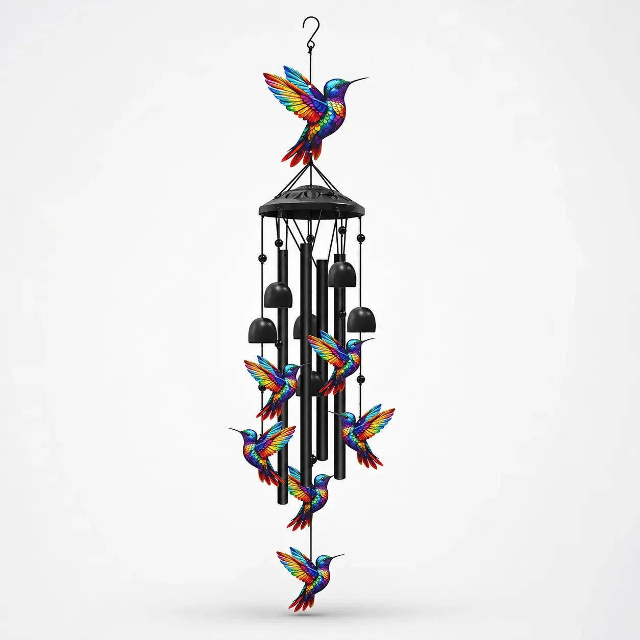 Campanello eolico con colibrì arcobaleno per giardino, patio e portico