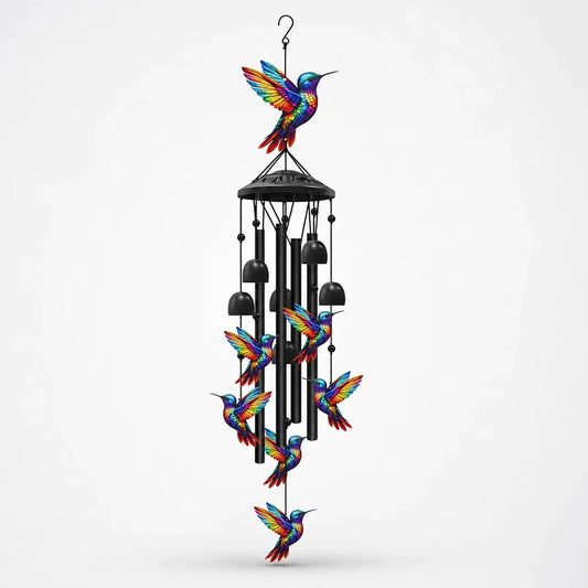 Campanello eolico con colibrì arcobaleno per giardino, patio e portico