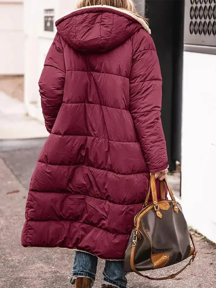 Cappa Lunga in Pile Reversibile con Cappuccio – Calda ed Elegante per l'Inverno