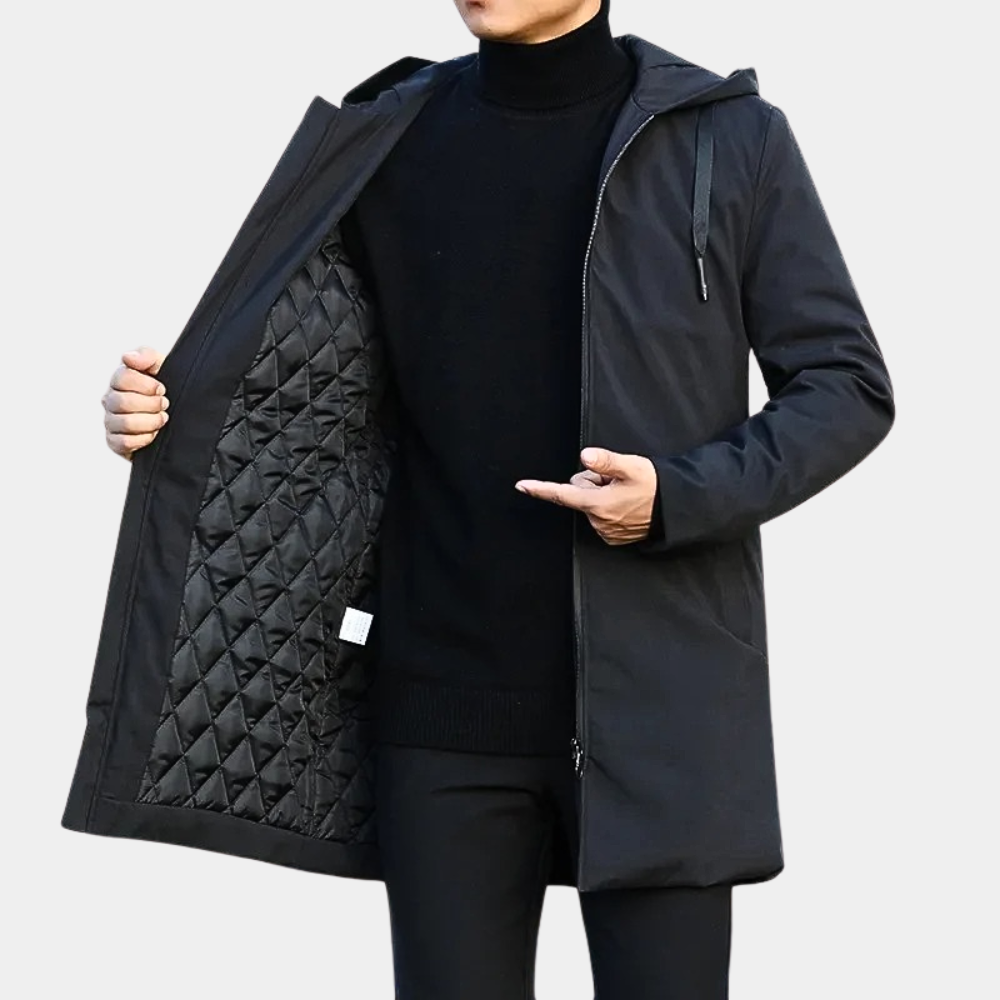 Cappotto corto da uomo trapuntato con cappuccio