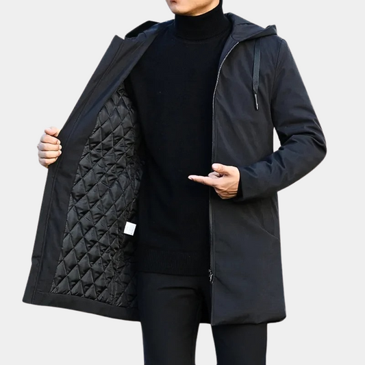 Cappotto corto da uomo trapuntato con cappuccio