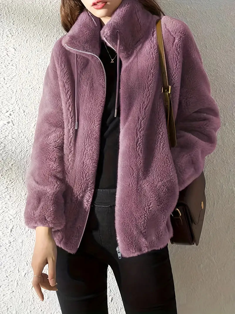 Cappotto da Donna in Pelliccia Sintetica con Zip