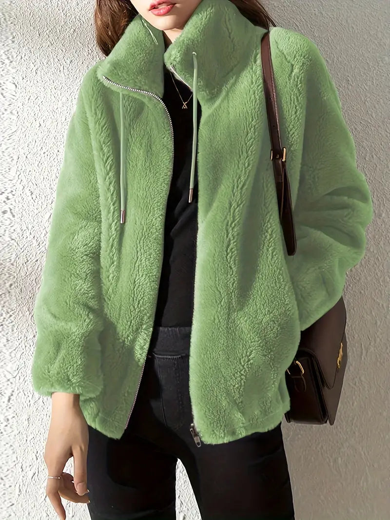 Cappotto da Donna in Pelliccia Sintetica con Zip