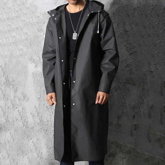 Cappotto impermeabile lungo da uomo con cappuccio
