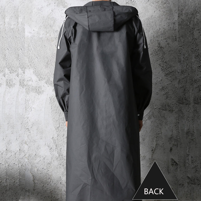 Cappotto impermeabile lungo da uomo con cappuccio