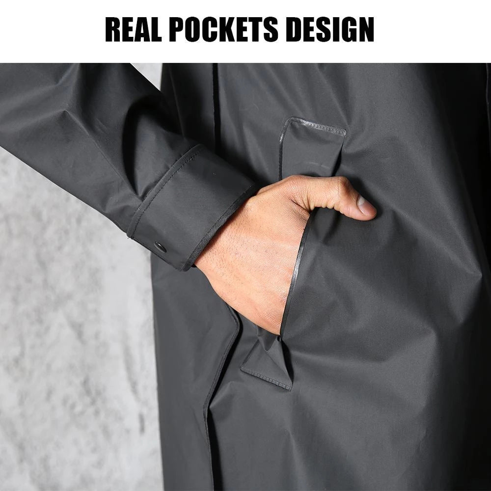 Cappotto impermeabile lungo da uomo con cappuccio