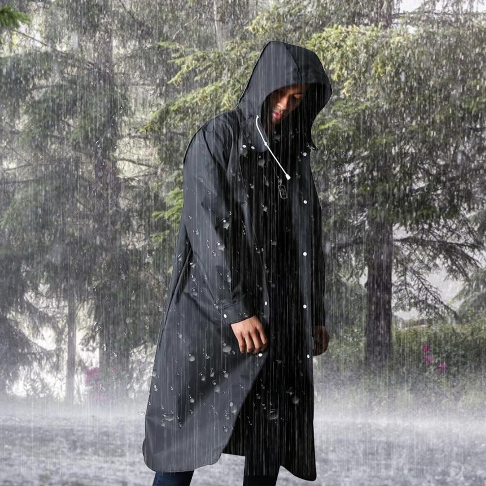 Cappotto impermeabile lungo da uomo con cappuccio