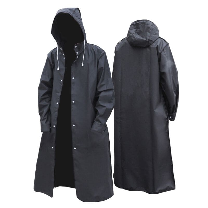 Cappotto impermeabile lungo da uomo con cappuccio