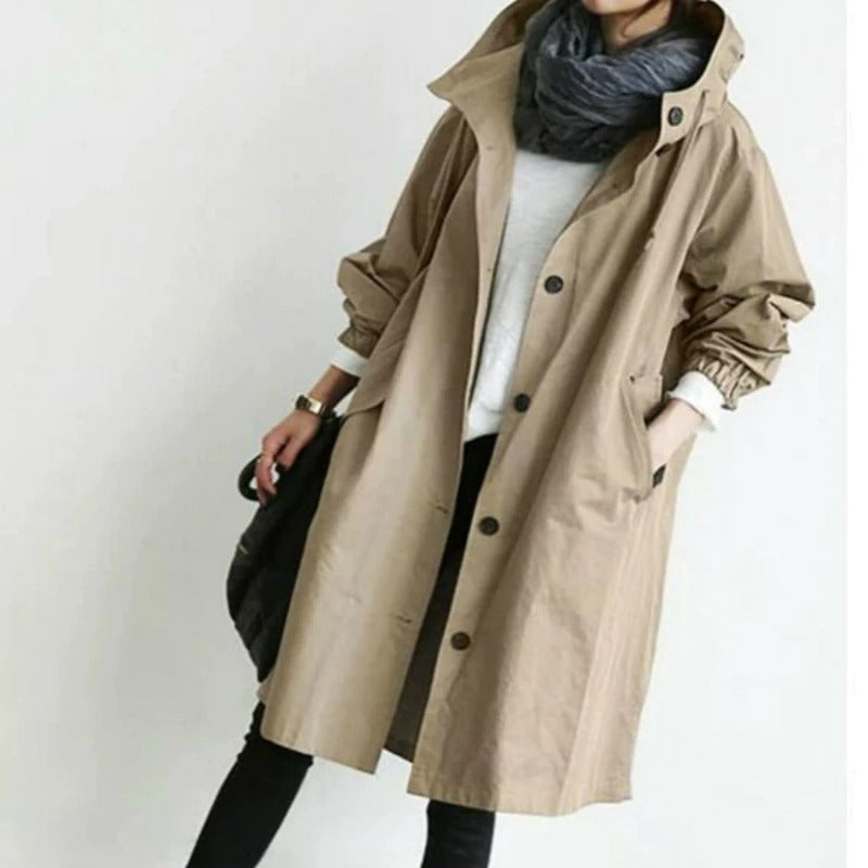 Cappotto lungo da donna con cappuccio