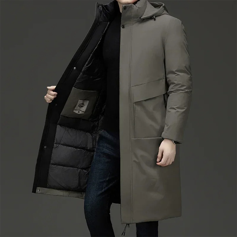 Cappotto lungo da uomo con cappuccio