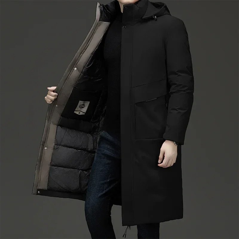 Cappotto lungo da uomo con cappuccio