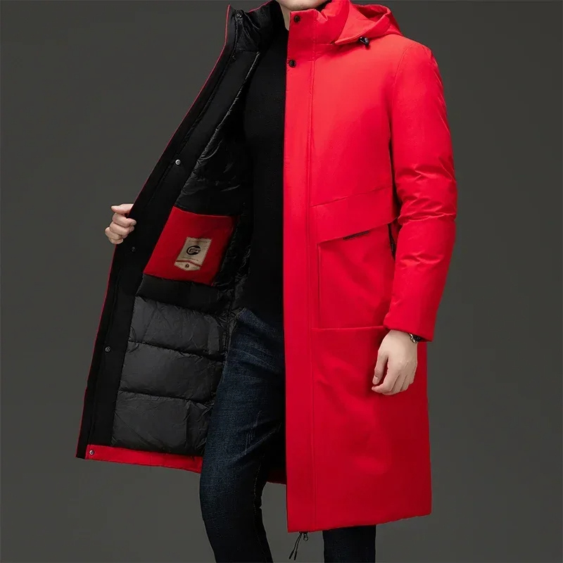 Cappotto lungo da uomo con cappuccio