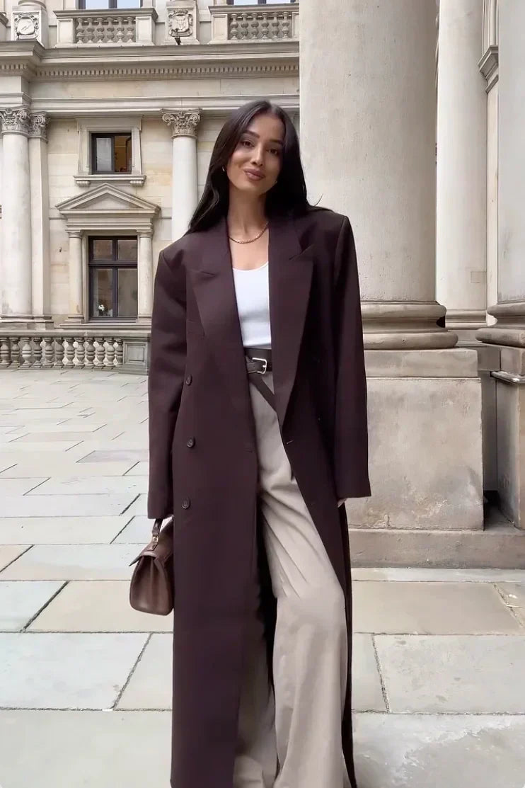 Cappotto Lungo Doppio Petto da Donna Oversize