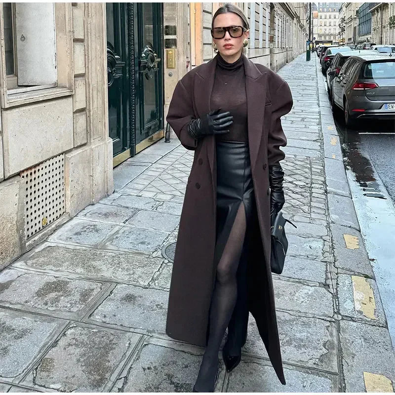 Cappotto Lungo Doppio Petto da Donna Oversize