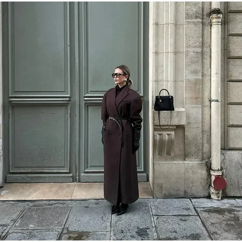 Cappotto Lungo Doppio Petto da Donna Oversize