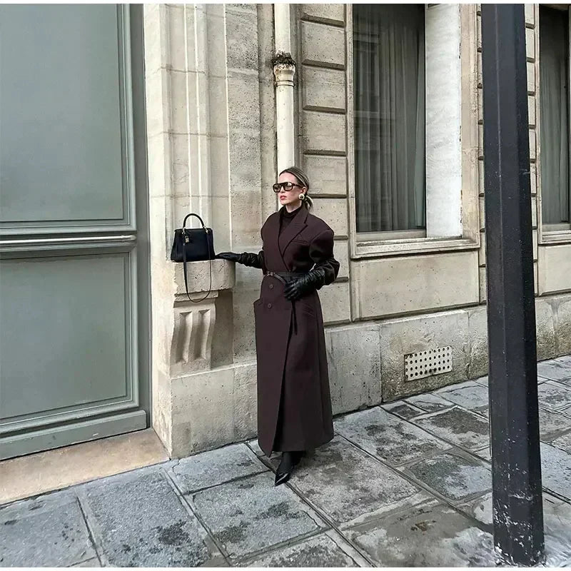Cappotto Lungo Doppio Petto da Donna Oversize