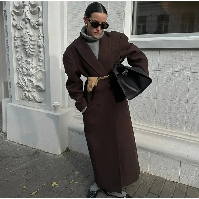 Cappotto Lungo Doppio Petto da Donna Oversize