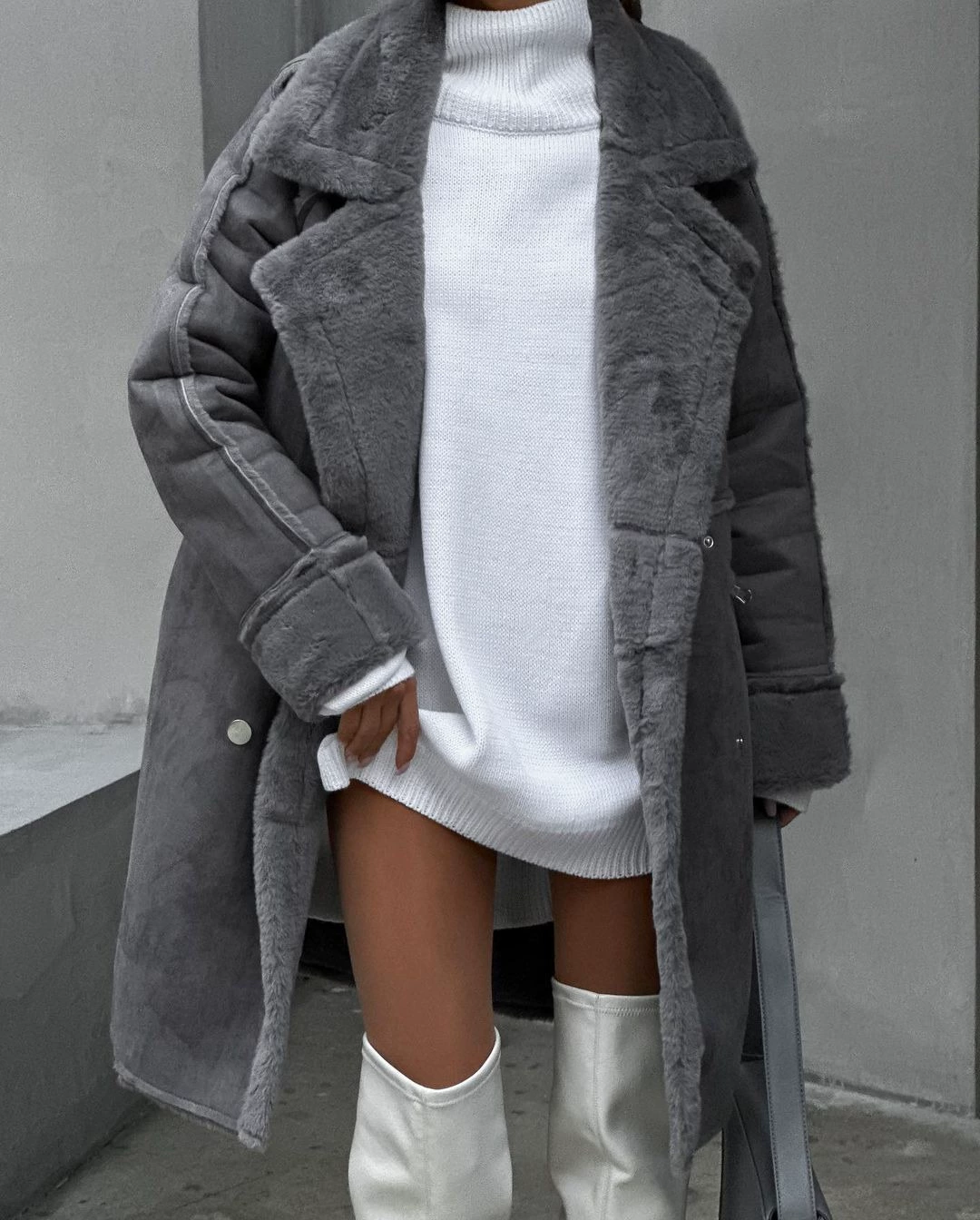 Cappotto Lungo Oversized in Shearling da Donna
