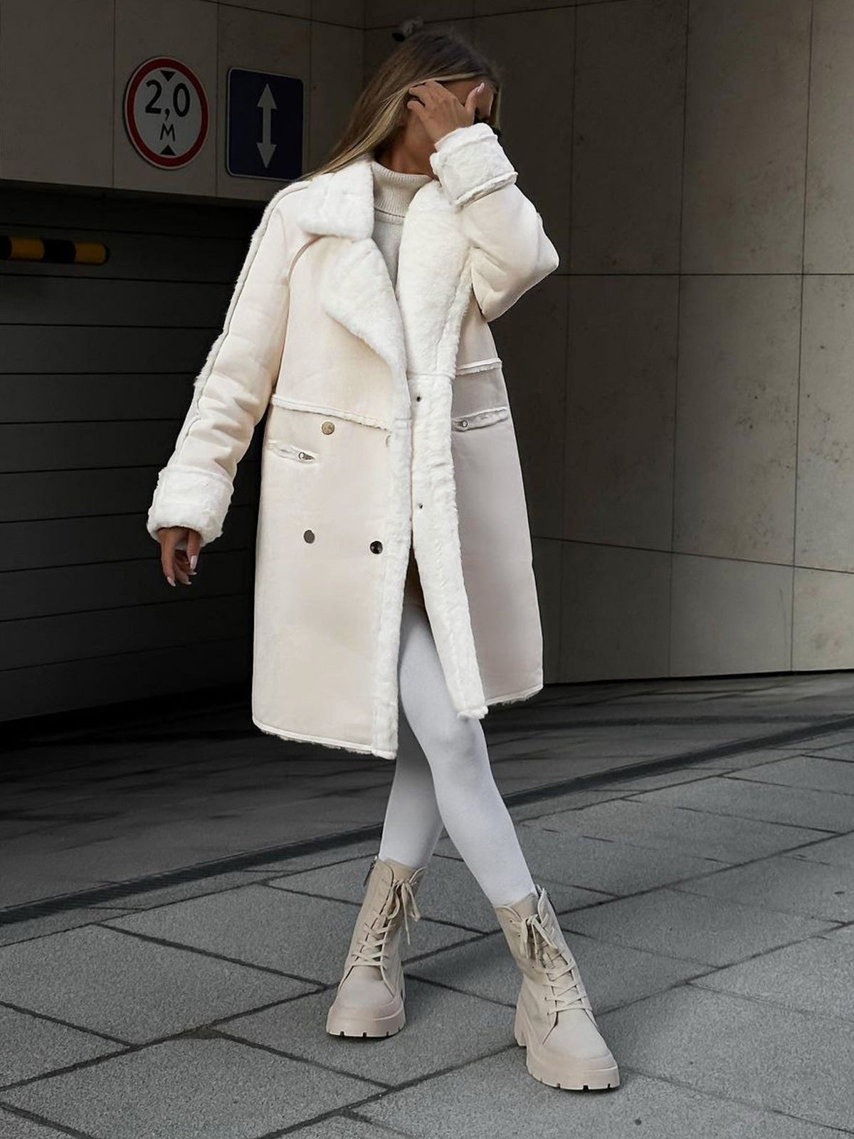 Cappotto Lungo Oversized in Shearling da Donna