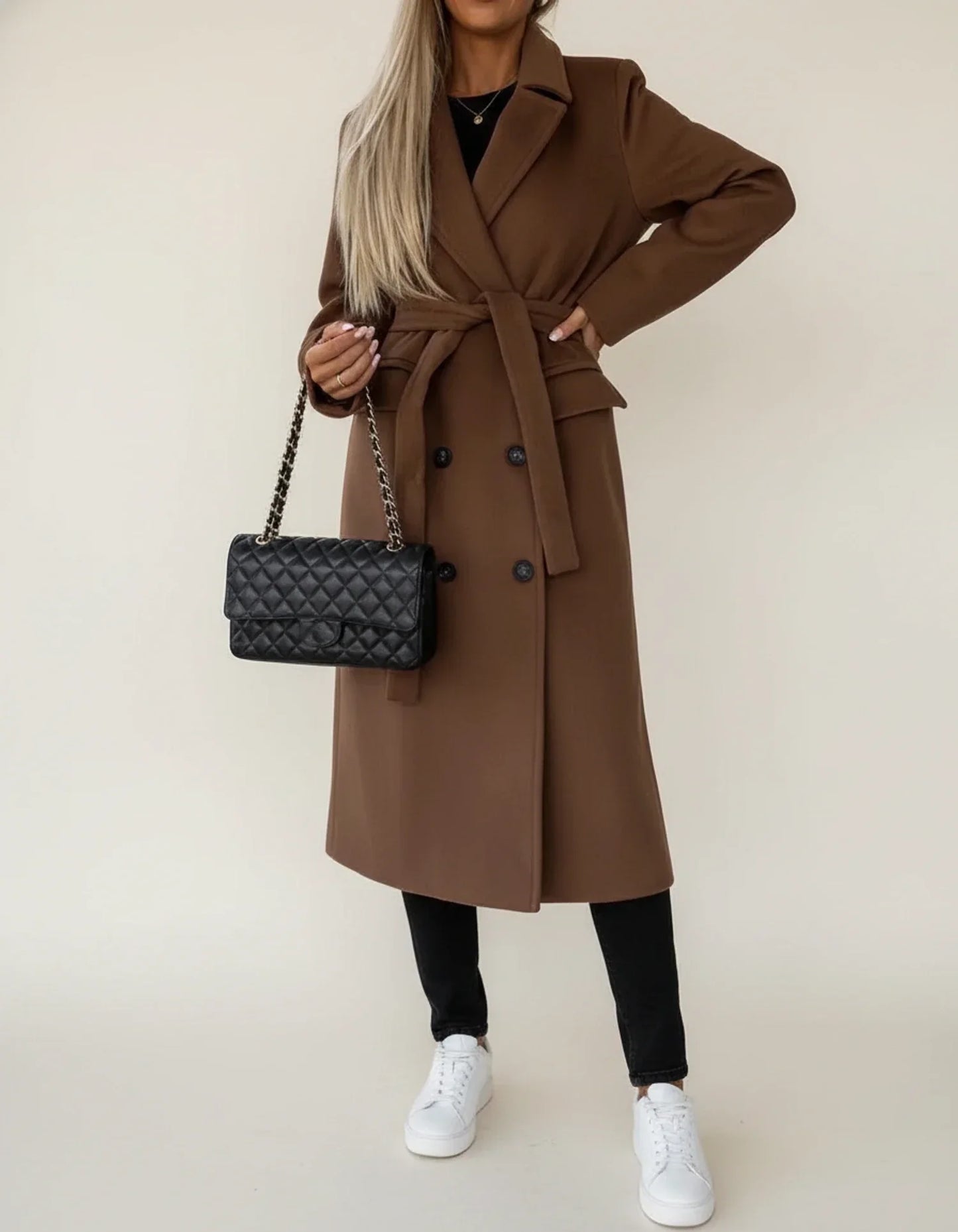 Cappotto Midi Invernale da Donna con Cintura