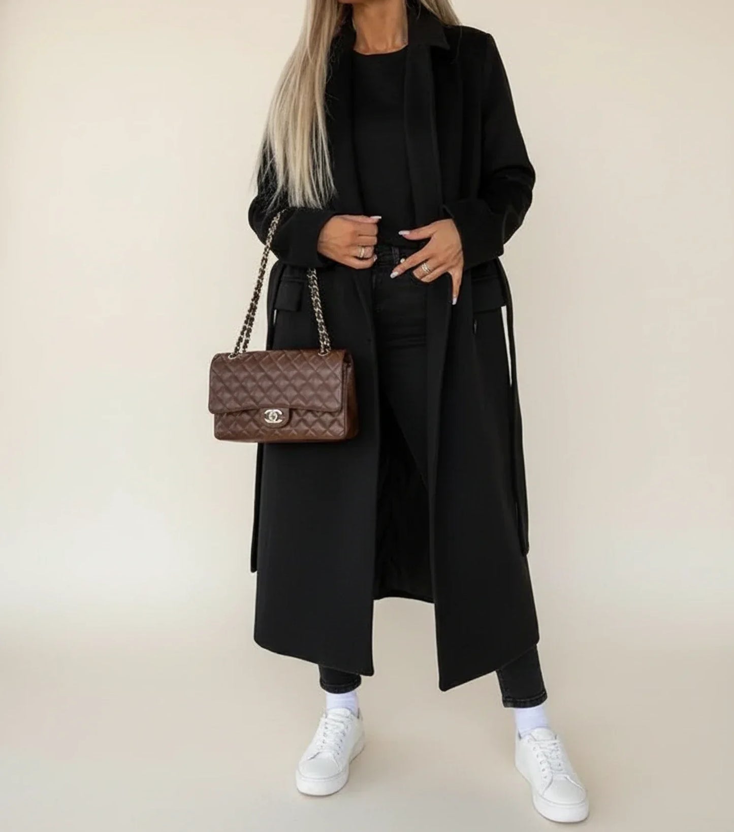 Cappotto Midi Invernale da Donna con Cintura