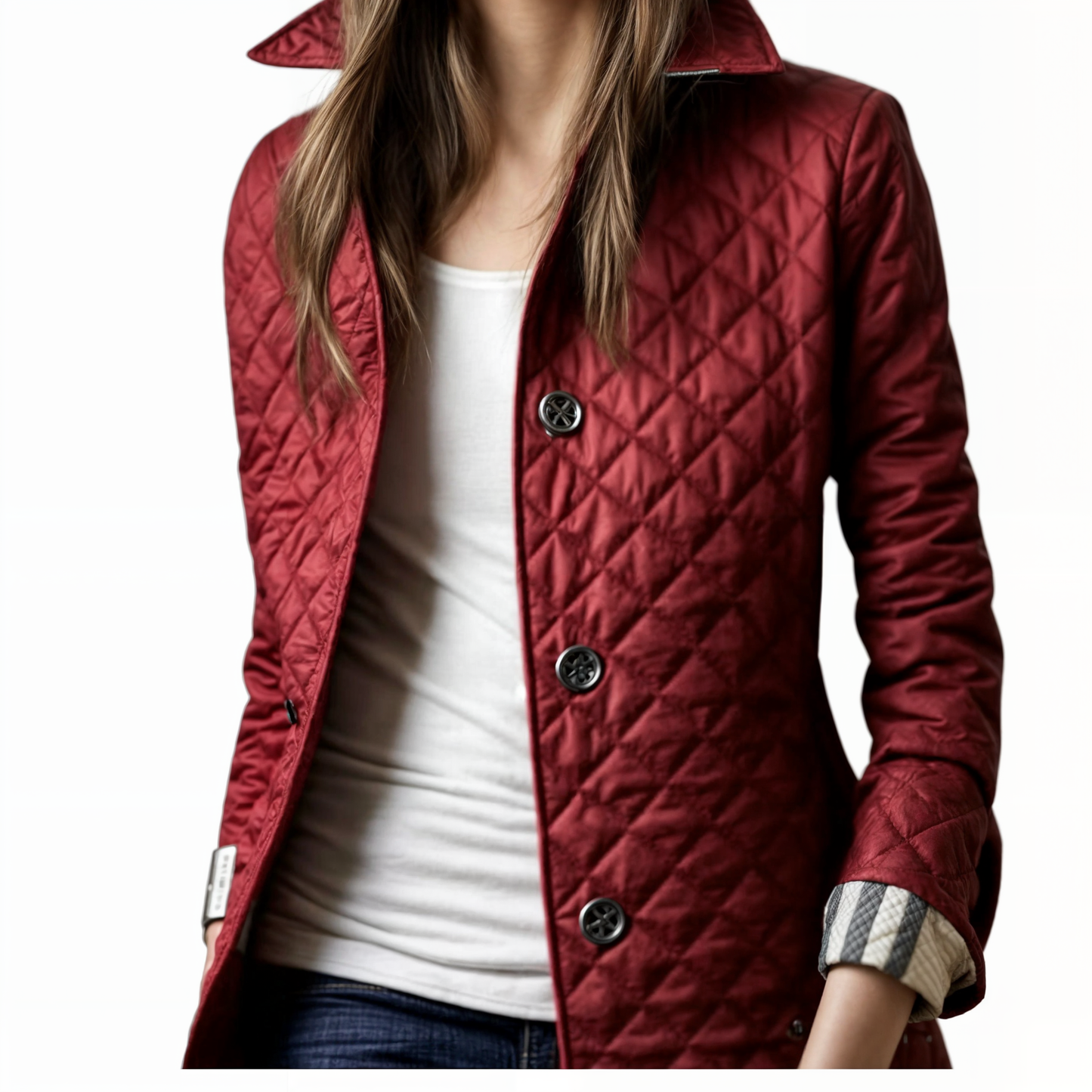 Cappotto trapuntato da donna con colletto