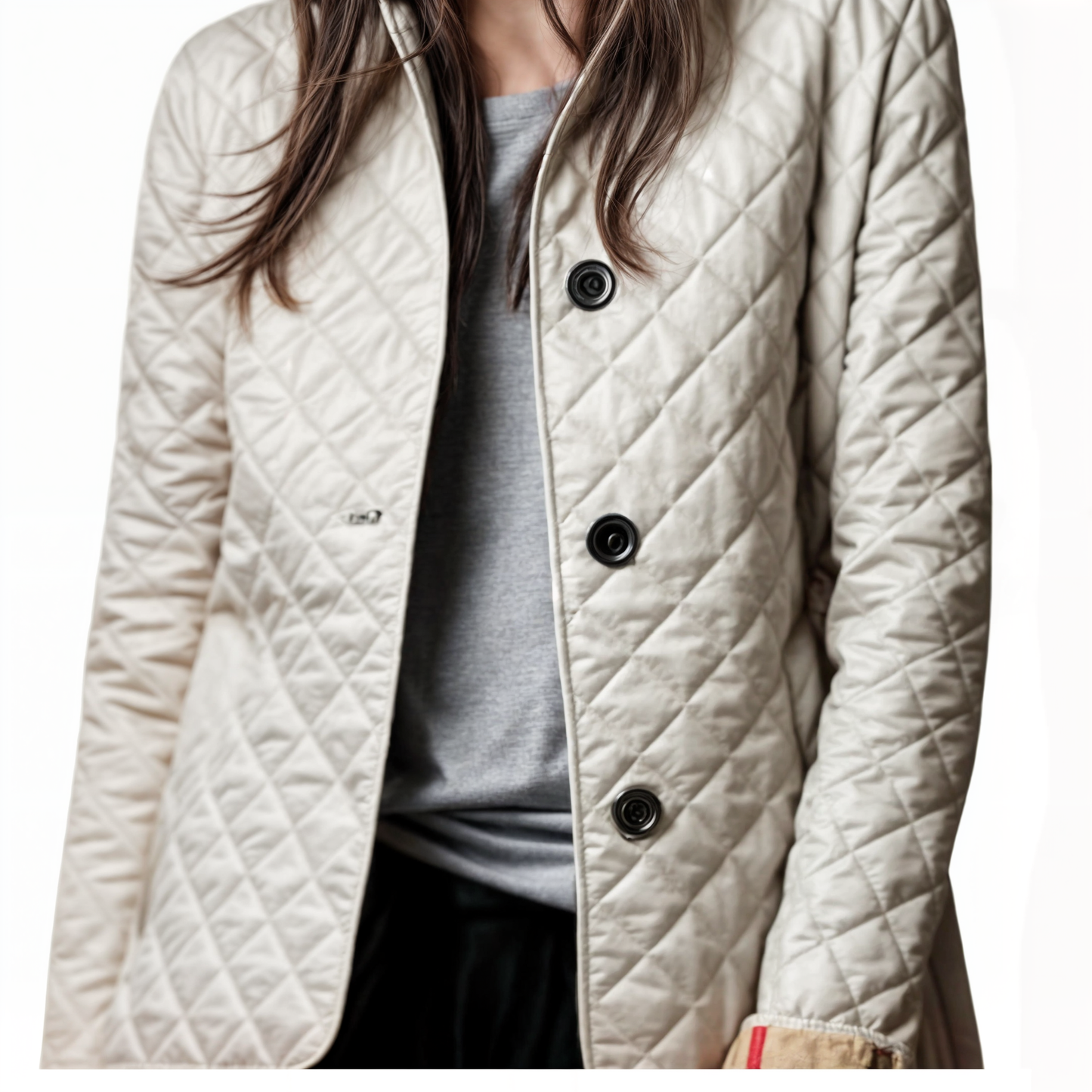 Cappotto trapuntato da donna con colletto