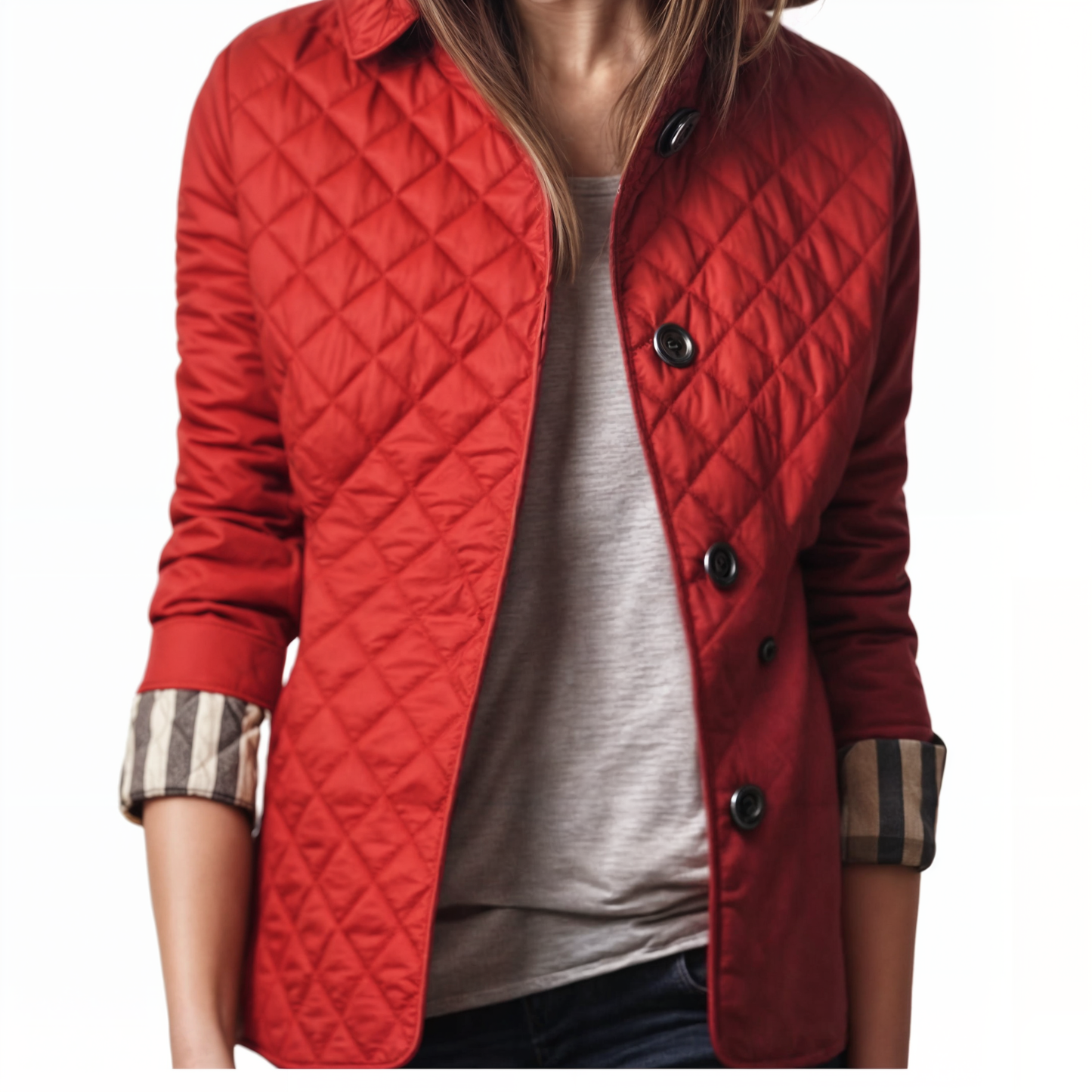 Cappotto trapuntato da donna con colletto