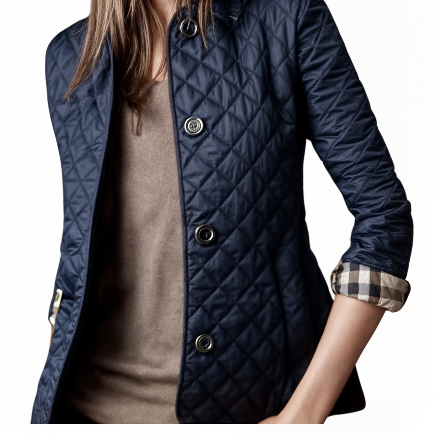 Cappotto trapuntato da donna con colletto