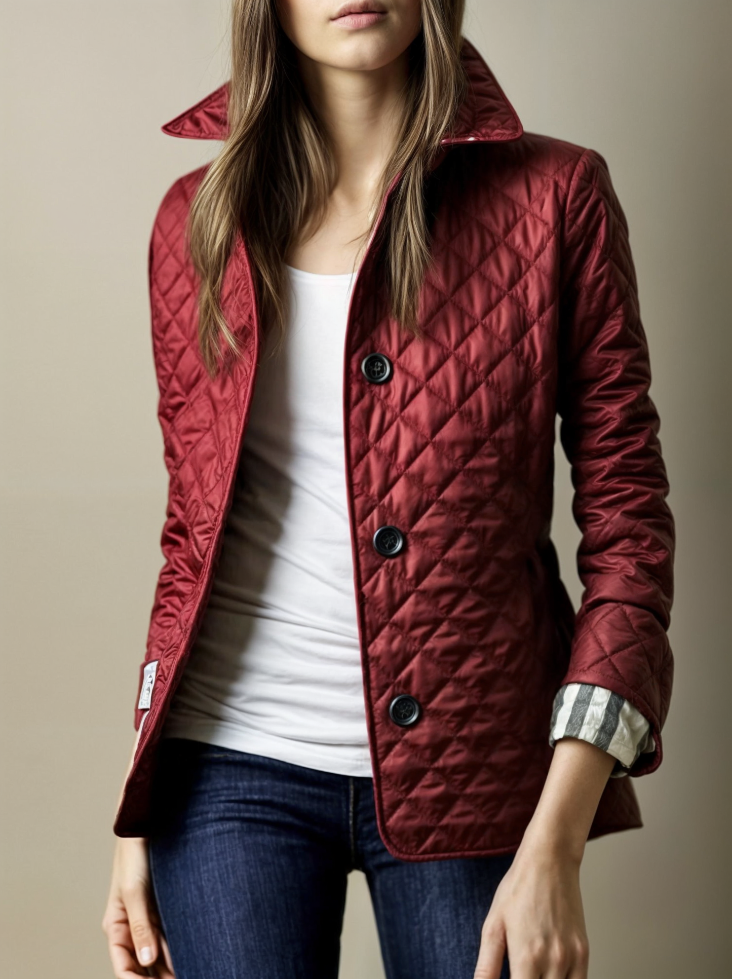 Cappotto trapuntato da donna con colletto