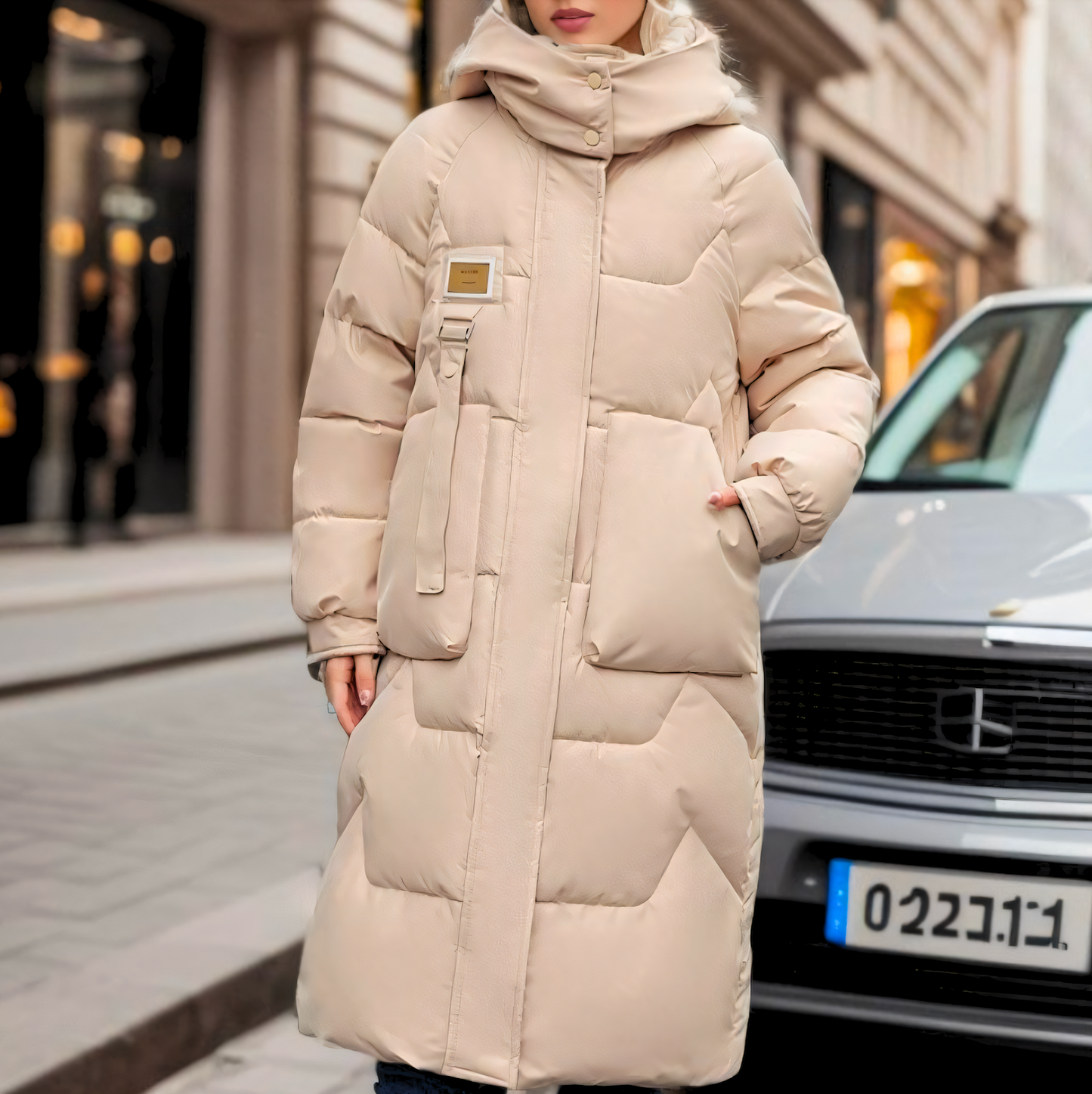 Cappotto trapuntato lungo oversized da donna