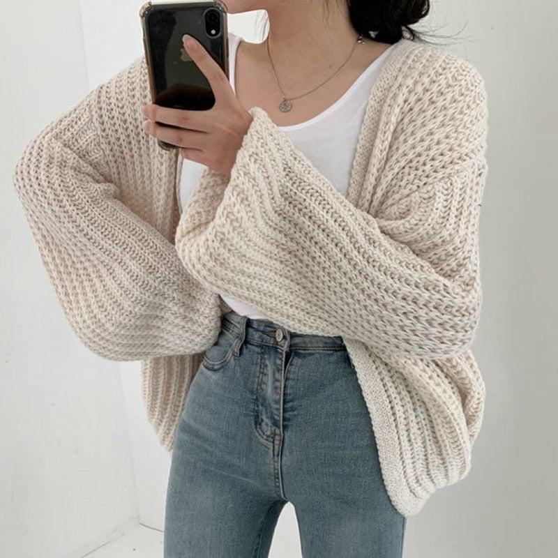 Cardigan aperto oversized da donna