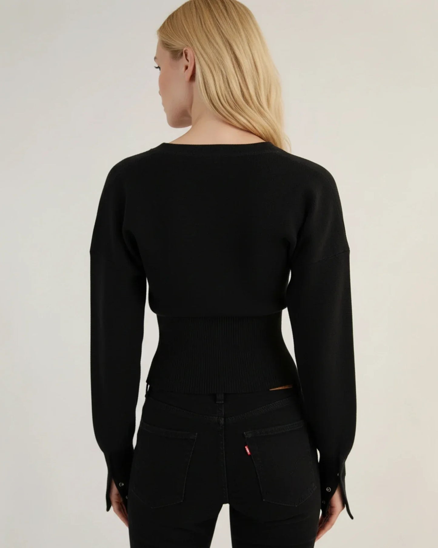 Cardigan corto cropped da donna a maniche lunghe