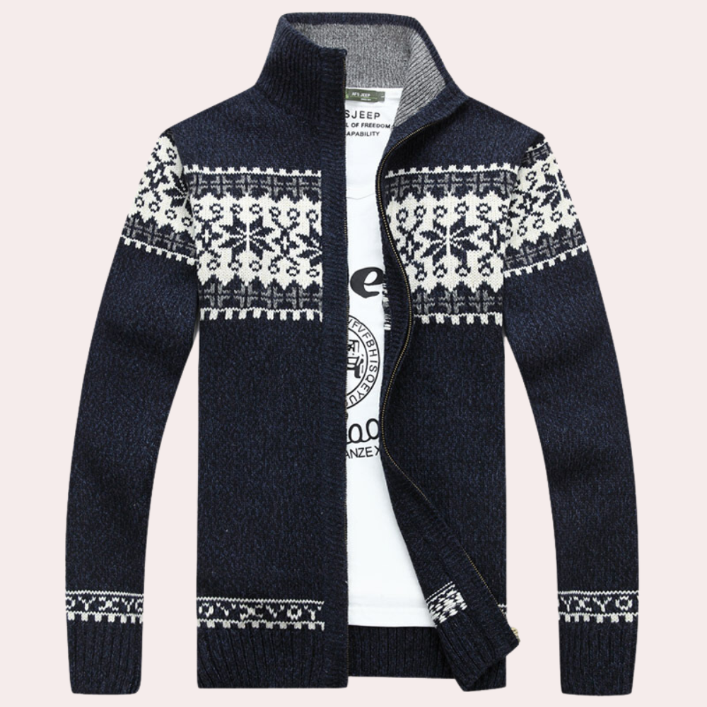 Cardigan da uomo con zip intera e fantasia