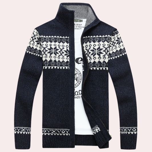 Cardigan da uomo con zip intera e fantasia