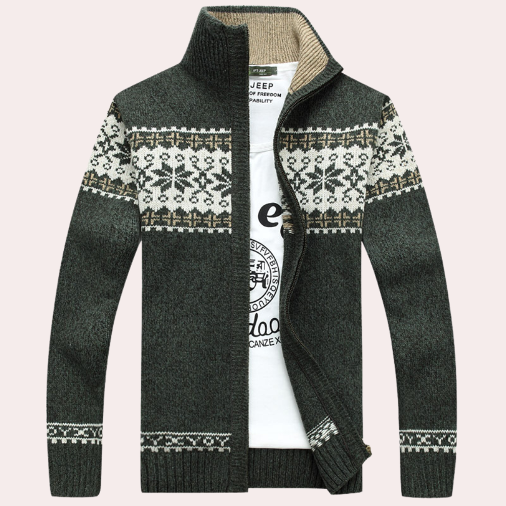 Cardigan da uomo con zip intera e fantasia