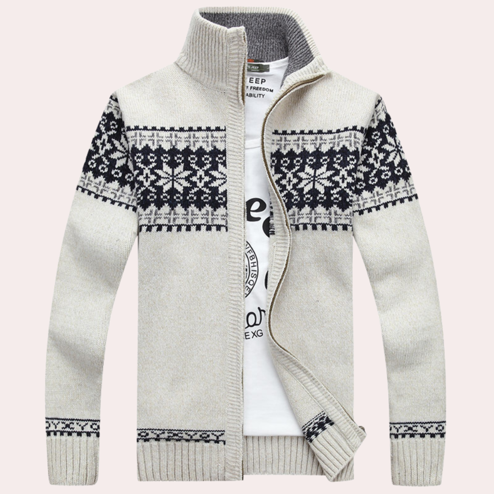 Cardigan da uomo con zip intera e fantasia