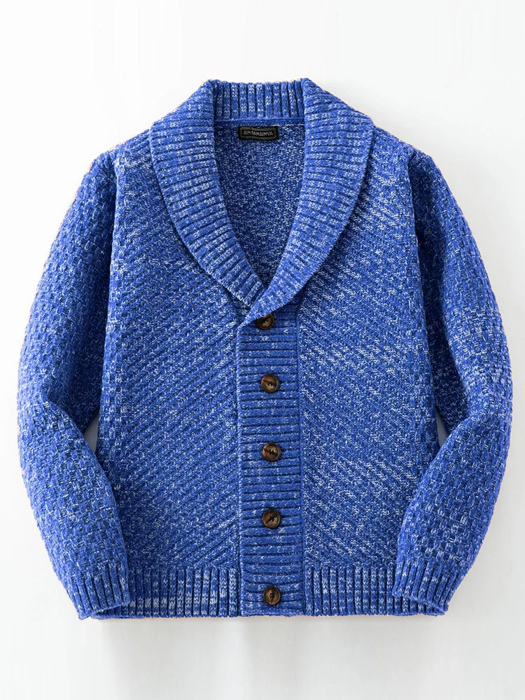 Cardigan in maglia da uomo con collo a scialle e bottoni