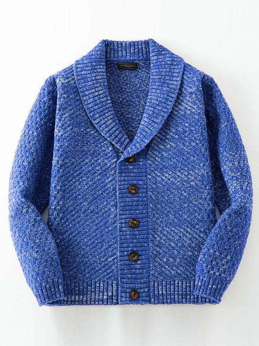 Cardigan in maglia da uomo con collo a scialle e bottoni