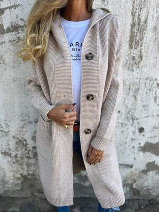 Cardigan Lungo in Maglia da Donna con Cappuccio