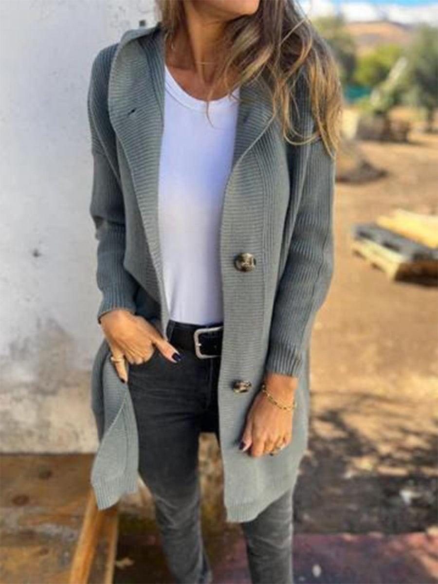 Cardigan Lungo in Maglia da Donna con Cappuccio