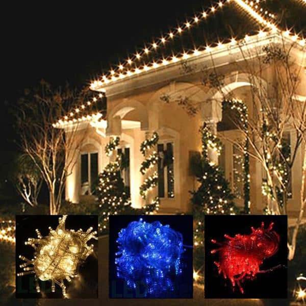 Catena luminosa a LED – 100 LED per interno/esterno 10 metri, bianco caldo, rosso, verde, multicolore o blu