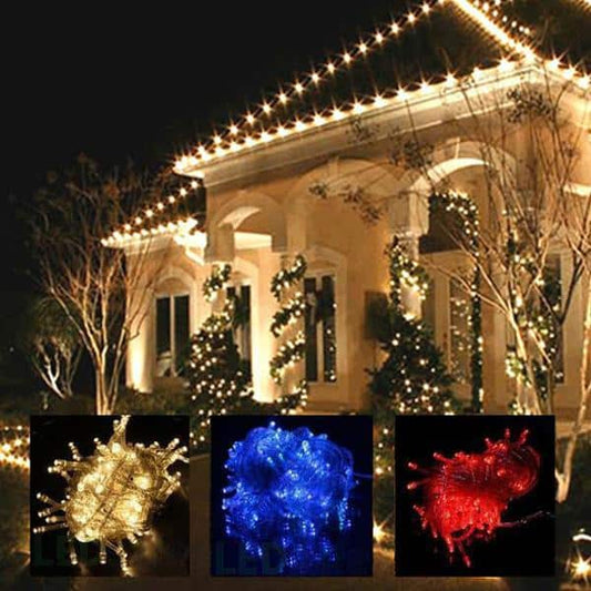 Catena luminosa a LED – 100 LED per interno/esterno 10 metri, bianco caldo, rosso, verde, multicolore o blu