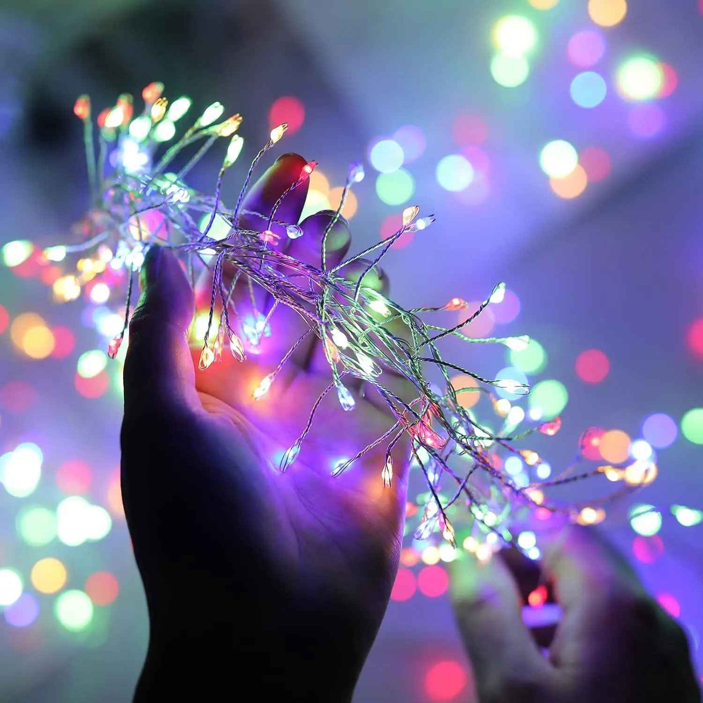 Catena Luminosa a LED con Filo Metallico a Effetto Fuochi d'Artificio