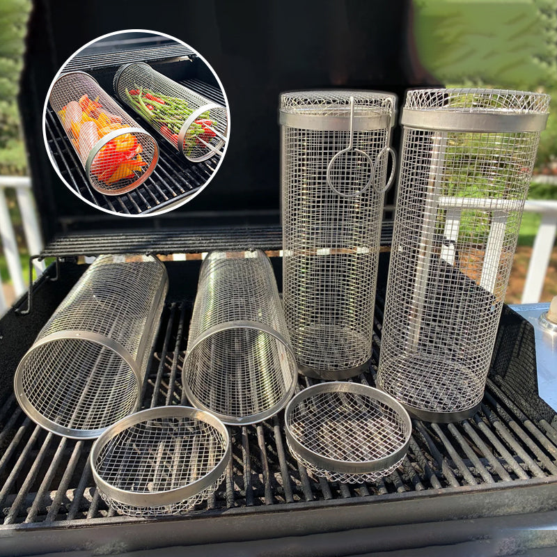 Cestello da Barbecue in Acciaio Inox - Girevole a 360° per una Cottura Uniforme
