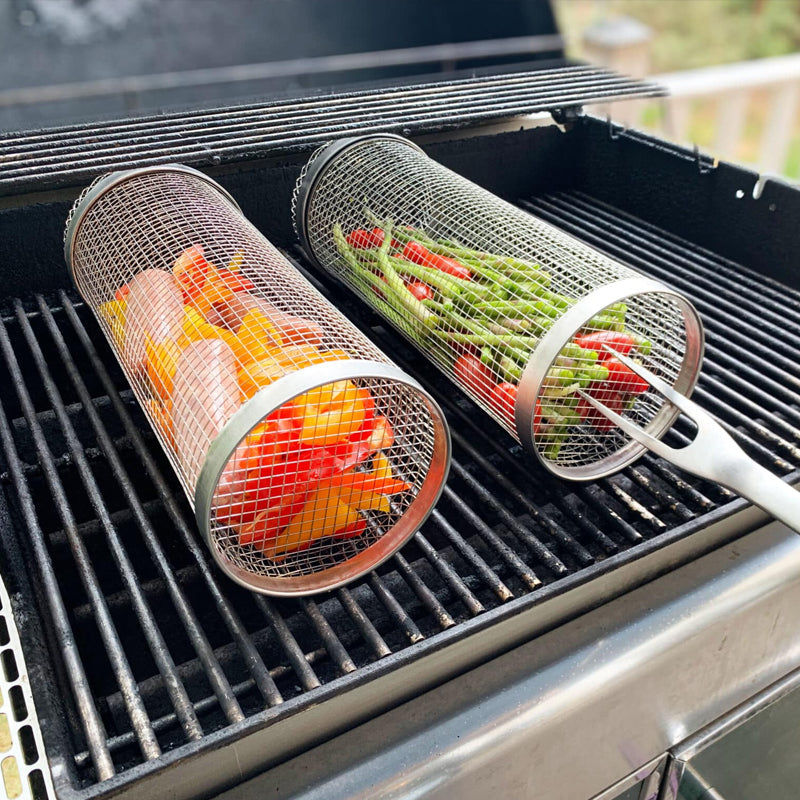 Cestello da Barbecue in Acciaio Inox - Girevole a 360° per una Cottura Uniforme