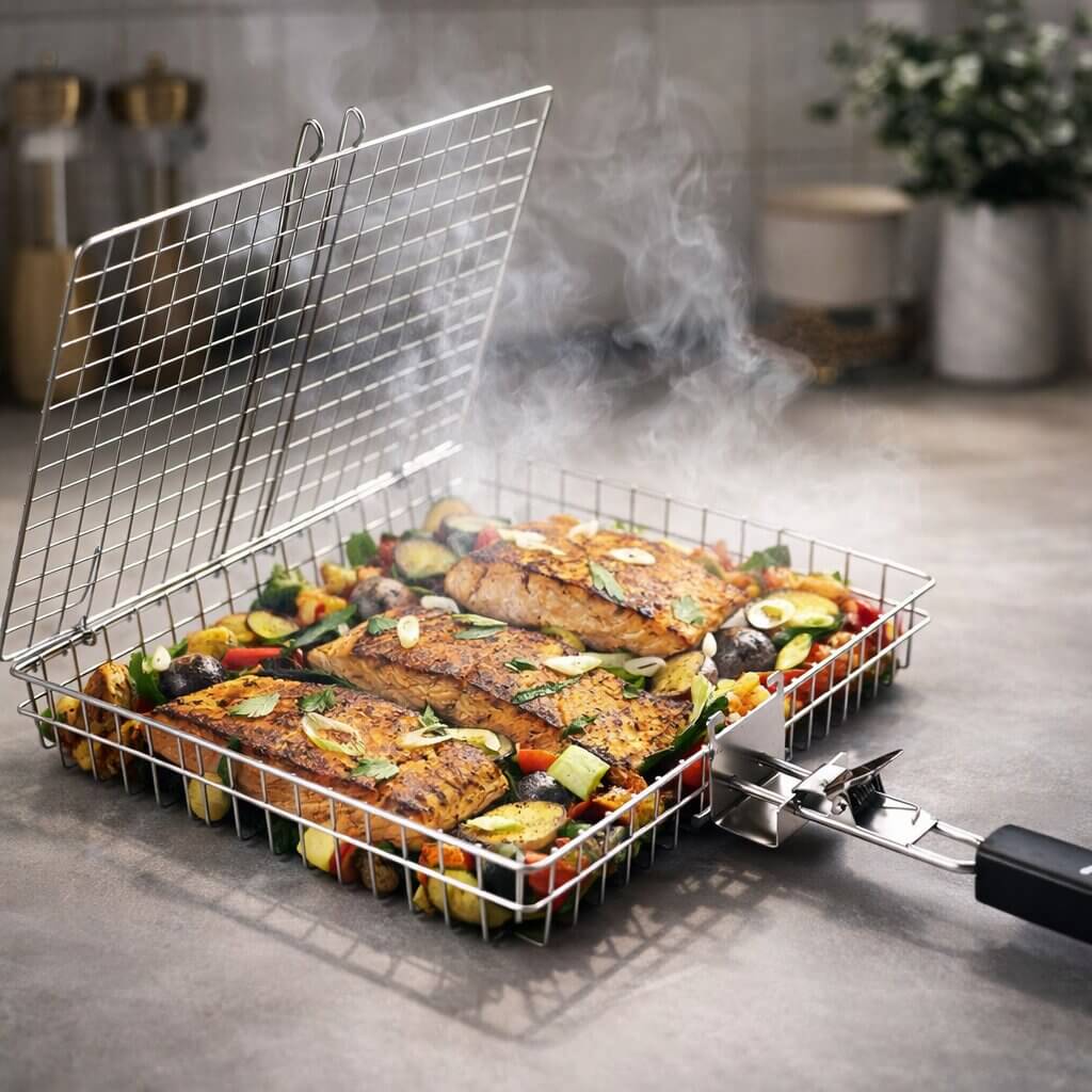 Cestello per Griglia BBQ | Acciaio Inox | Distribuzione Uniforme del Calore